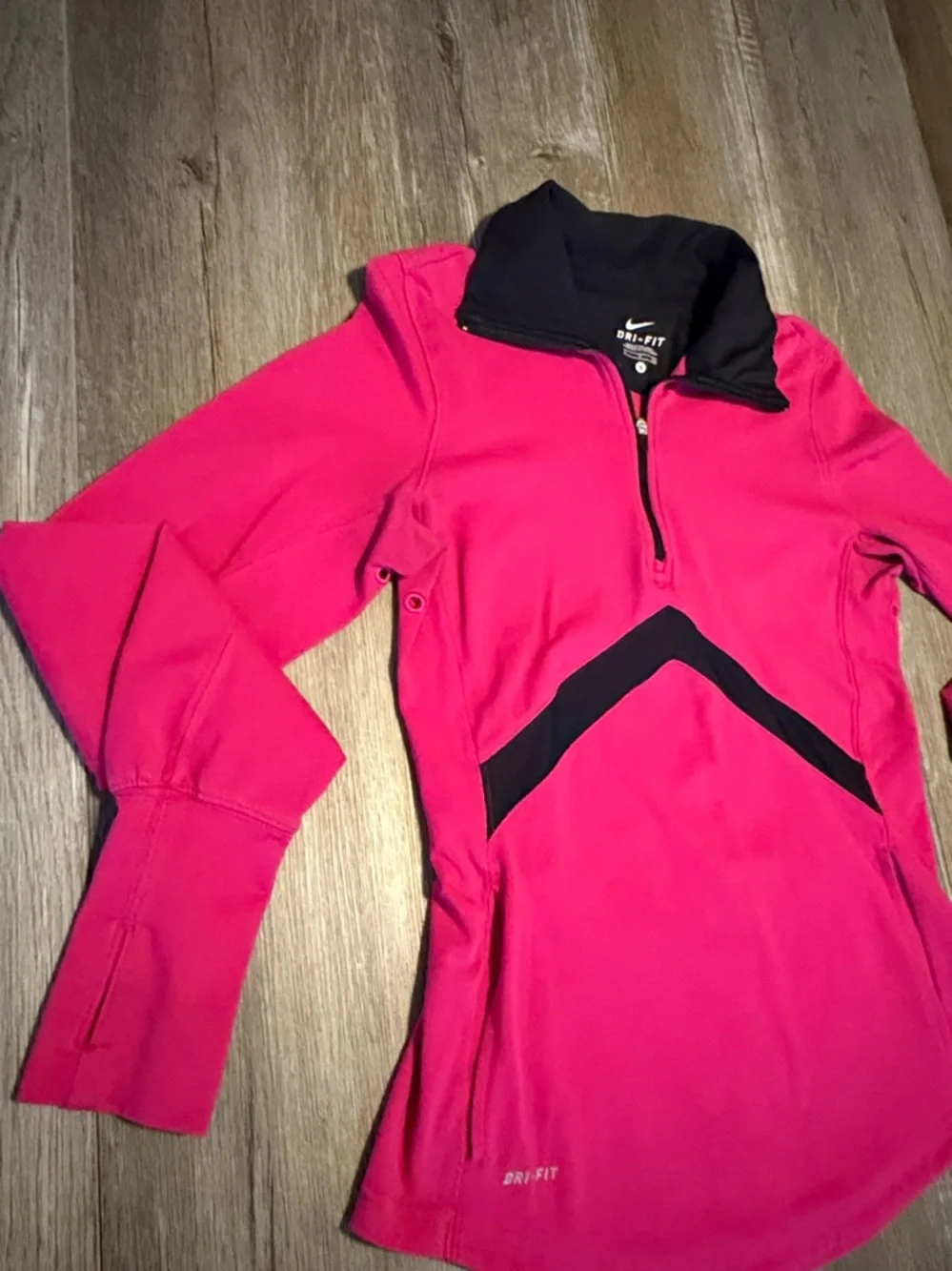 Nike Dri Fit Pink and Black Quarter-Zip Athletic Pullover